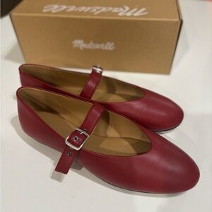 MADEWELL- Beverley Mary Jane Flat - Red (Ruby Port) / Size 9.5 - NWT